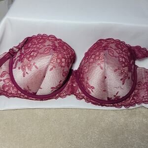Torrid Curve 40DD Purple Fuchsia Pink Lace Push-Up Plunge Bra Smoothing Back